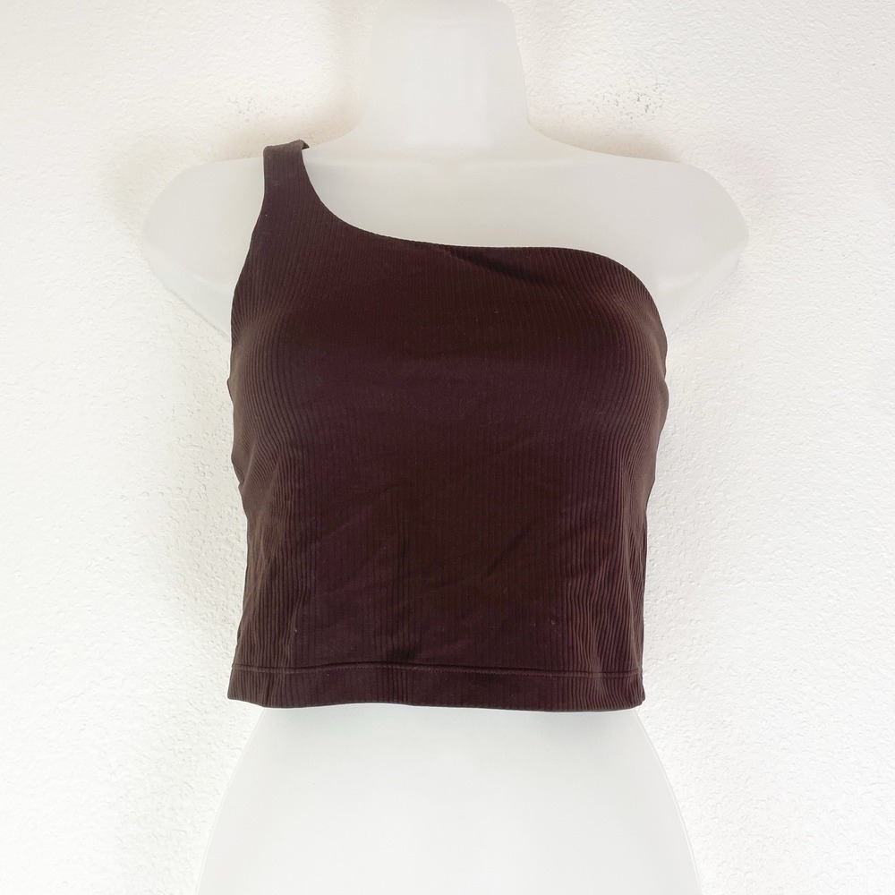 Lululemon Ribbed One Shoulder Asymmetrical Cropped Tank Top Chocolate Brown 6